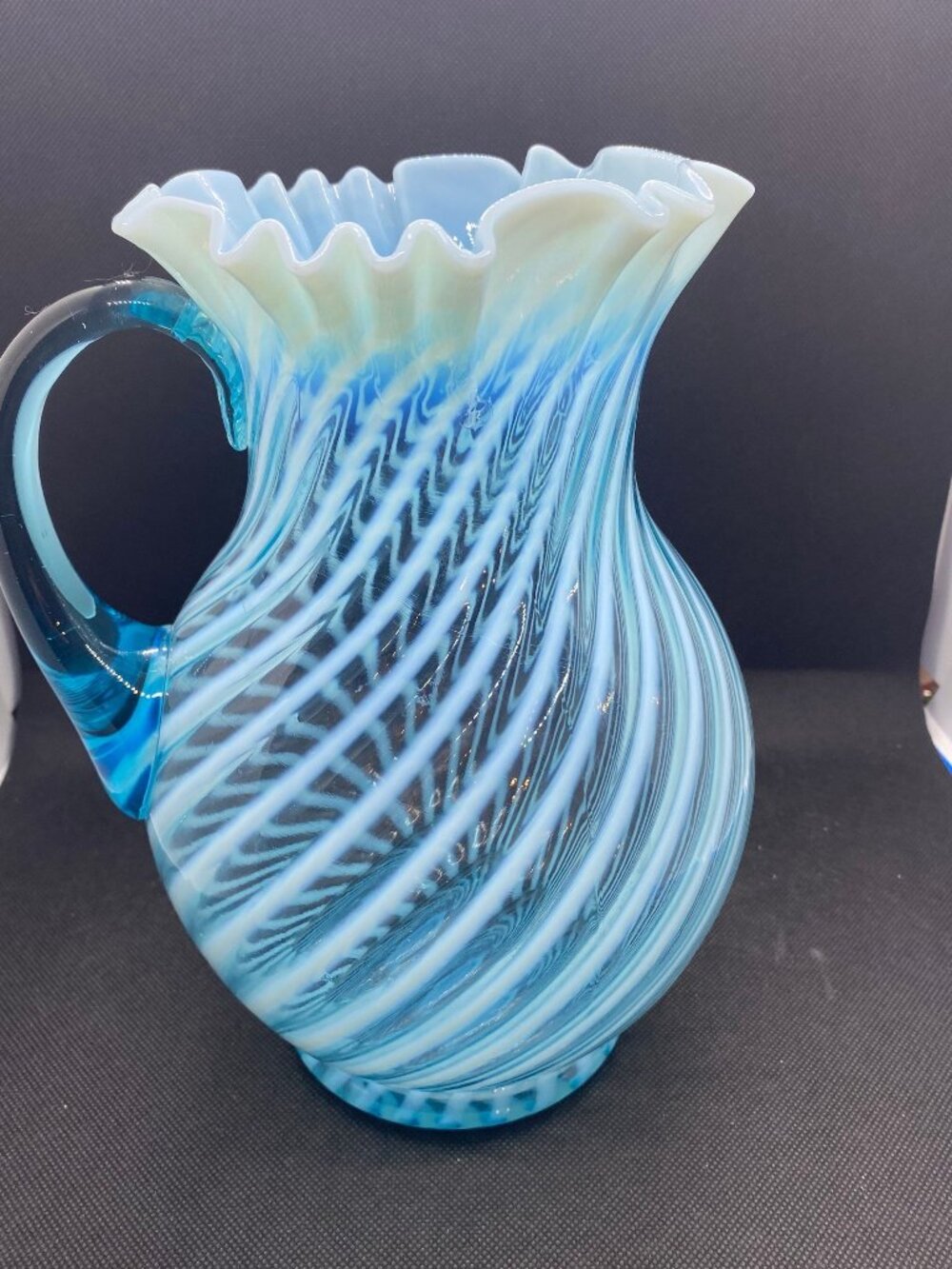 Blue Topaz Swirl Pitcher by The Gresham Collection. - Picture 1 of 4